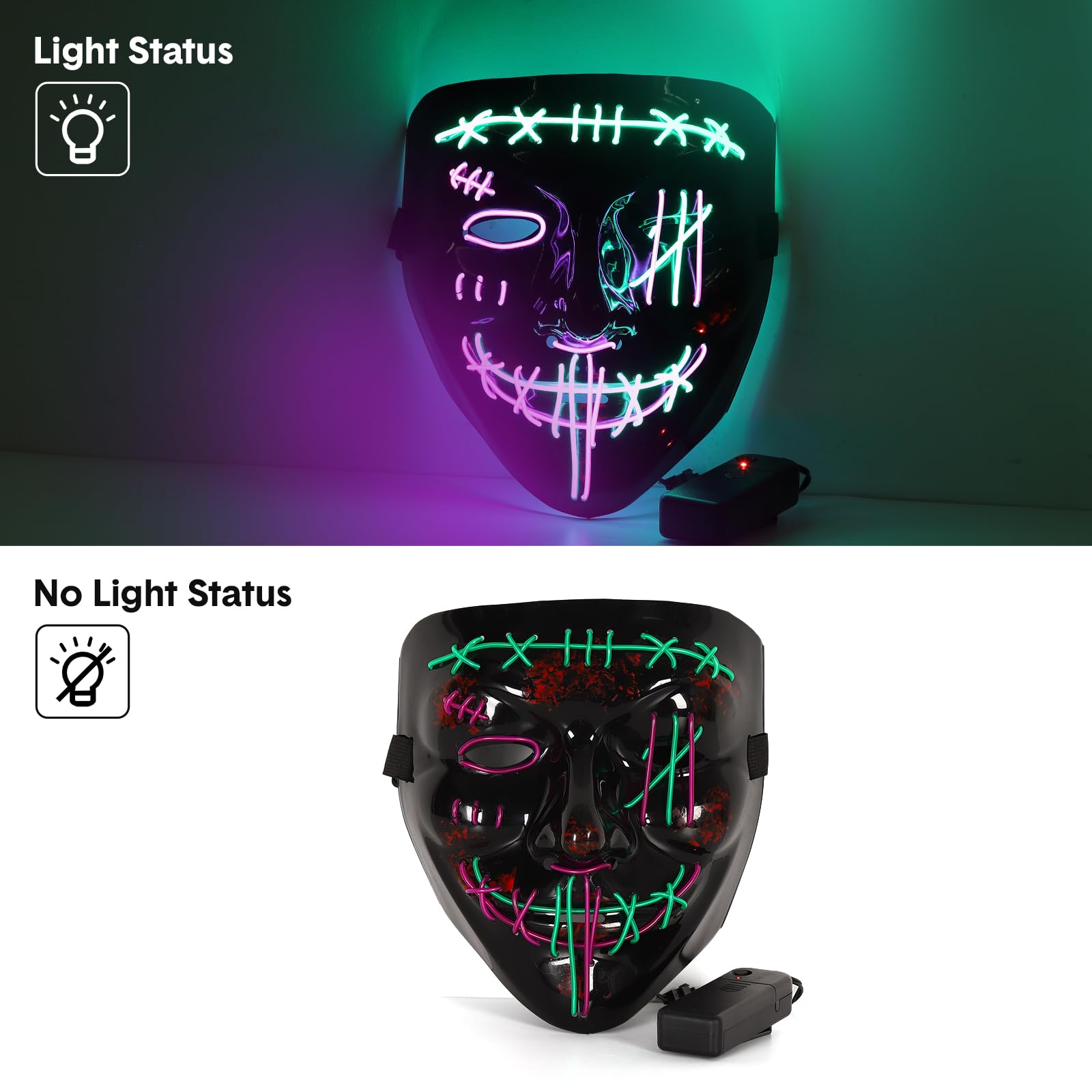 3 PACK Halloween Scary Mask LE - Led Purge Mask Halloween 评论和价格