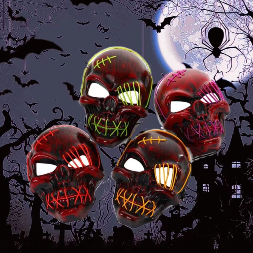 Gothic Halloween Skull Glowing - Led Purge Mask Halloween 评论和价格