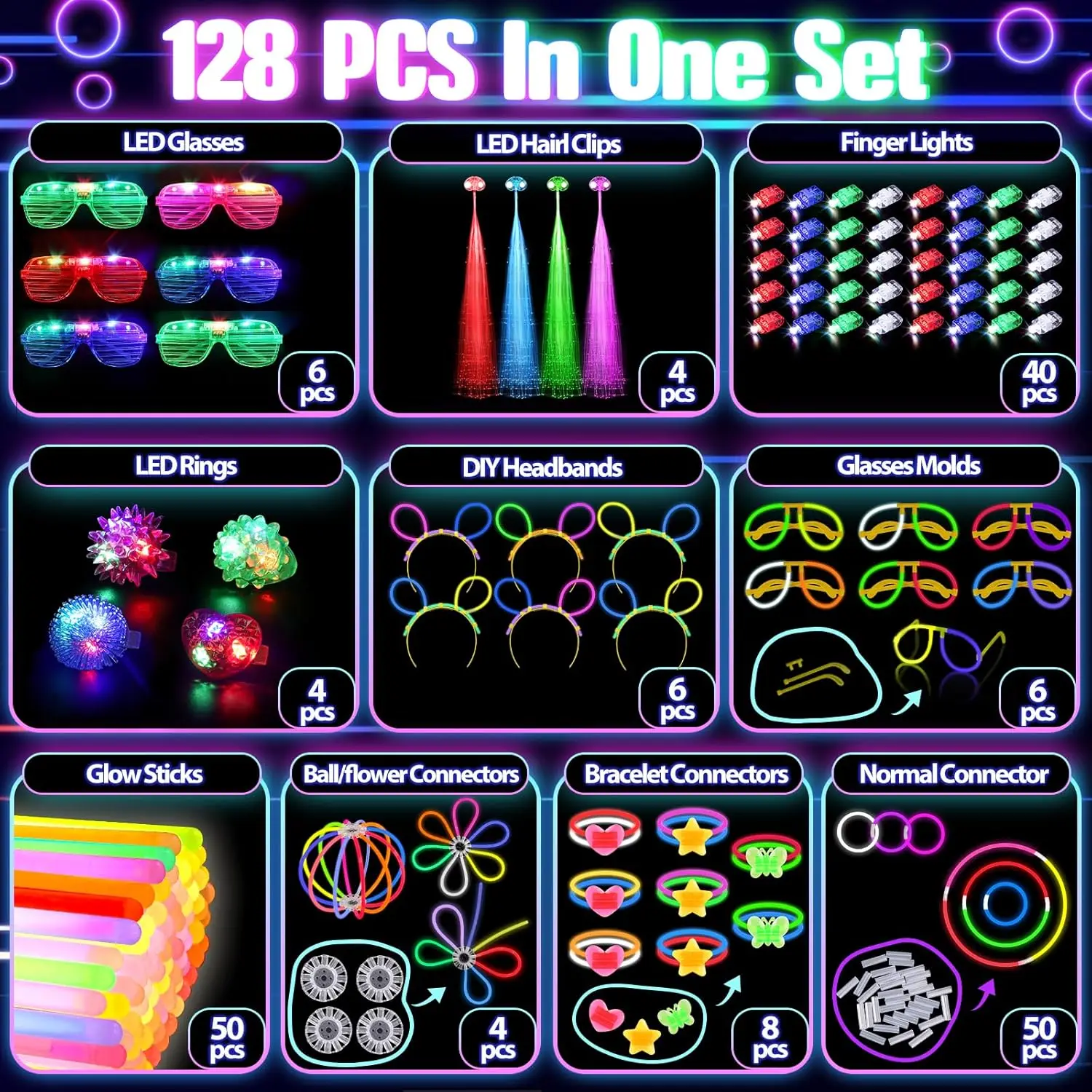 128PCS Light Up Glasses LED Ha - Glow In The Dark Party Glasses 评论和价格