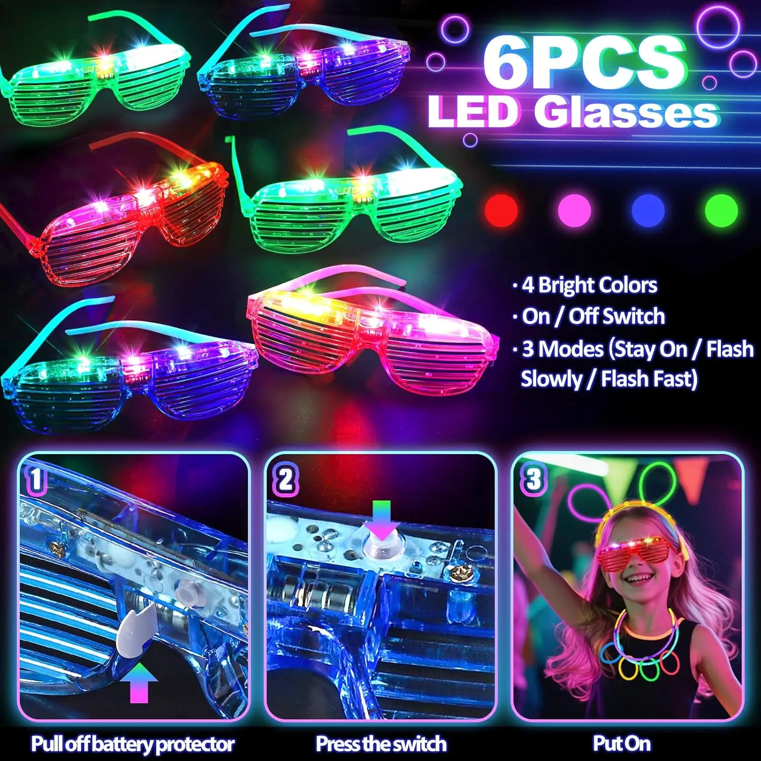 128PCS Light Up Glasses LED Ha - Glow In The Dark Party Glasses 评论和价格