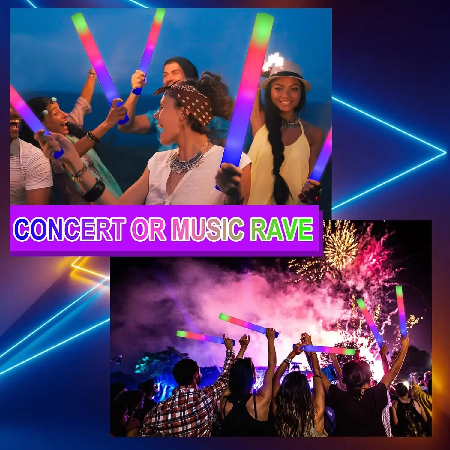 50PCS Led Foam Glow Sticks Chr - Flashing Led Foam Sticks Party 评论和价格