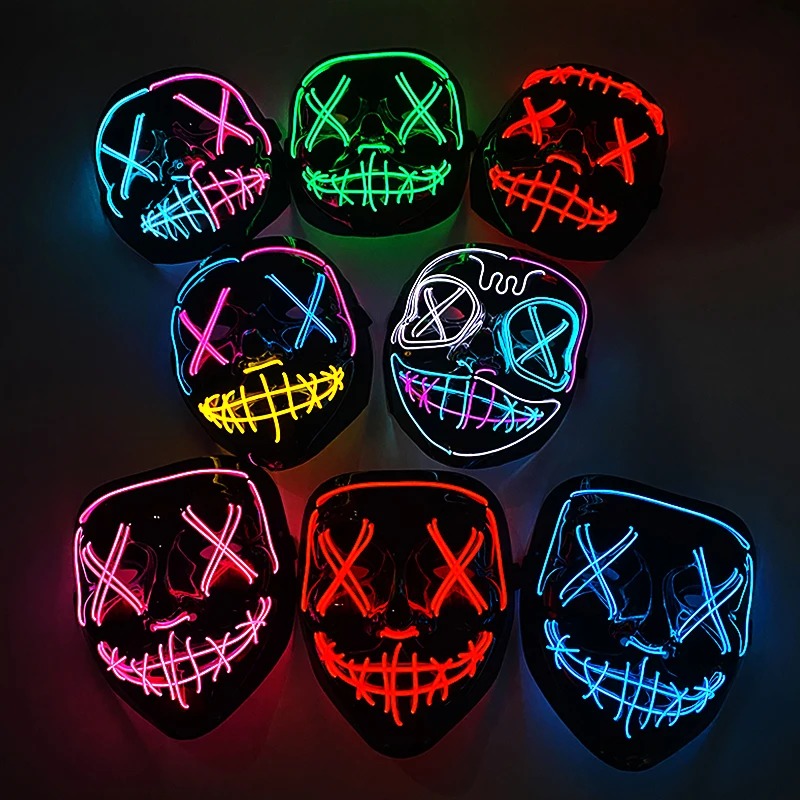 Wireless Neon LED Purge Mask M - Led Purge Mask Halloween 评论和价格
