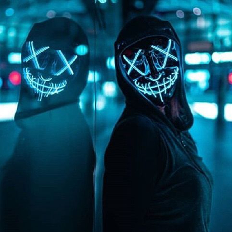 1P Scary Halloween Colplay Lig - Led Purge Mask Halloween 评论和价格